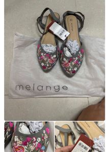 Embroidered Grey Ballet Flats