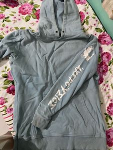 Light Blue Hoodie with Graphic Sleeve