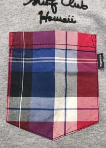 Men's Grey T-Shirt with Plaid Pocket