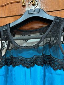 Satin Dress With Lace Detail