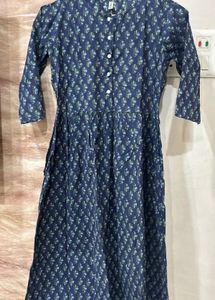 Blue Floral Print Kurta