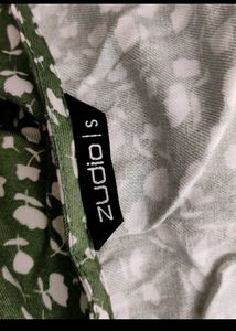 new Green &amp; White Print Casual Dress