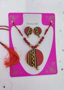 Terracotta Pendant Necklace &amp; Earrings Set