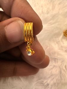 Gold Tone Drop Earrings with Crystal Accents