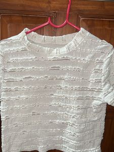 Textured White Crop Top
