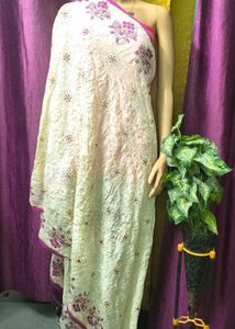 Embroidered Cream dupatta stone work