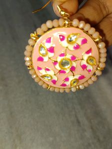 Peach Colour Meenakari Choker Set.