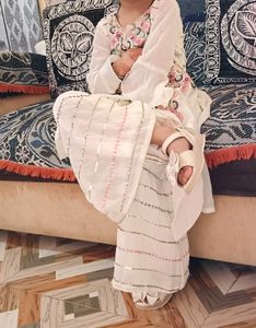 Girls' White Embroidered Suit