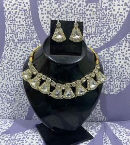 Crystal Necklace, Earring, and Maang Tikka