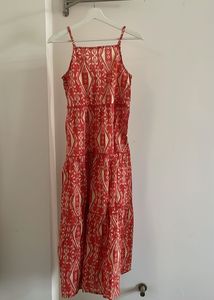 Orange &amp; Cream Print Maxi Dress
