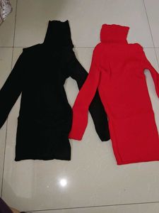 2 Turtleneck Sweaters - Black & Red for kids
