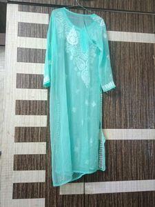Beautiful Teal Chikankari Kurta