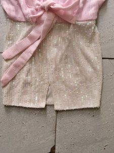 Stunning Pink &amp; White Sequin Gown