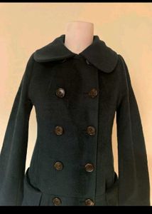 Chic Double-Breasted Teal Coat