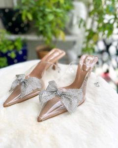 Trendy Crystal Bow Pointed Toe Heels
