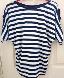 Striped Boat Neck Dolman Sleeve Top