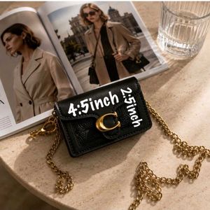 Coach Pebble Leather Small Wallet On Chain WITH BO