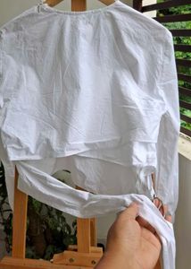 White Tie-Back Crop Top