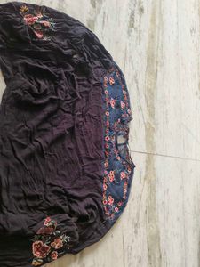 black embroidery and lace work crop top