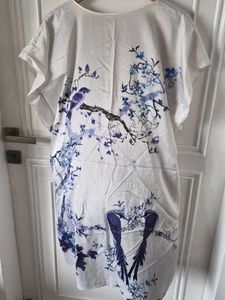 White Bird Print Kaftan Dress