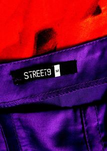 Purple Satin Corset Top with Puff Sleeves