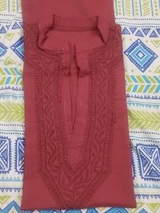 Embroidered Red Kurta
