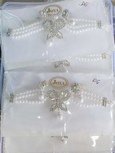 Elegant Pearl & Crystal Bow Jewelry Set