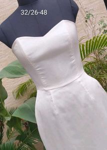 Elegant Strapless White Maxi Dress