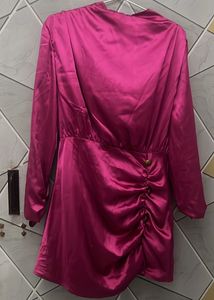 Pink Satin Mini Dress