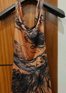 Flowy Abstract Print Halter Top (Size S)