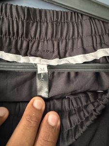Black Track Pants with White Stripes