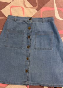 Denim Button-Up A-Line Skirt🩵