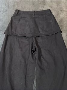Wide-Leg Pants with Skirt Overlay