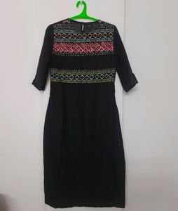 Stylish Black Yoke Design Sheer Kurta