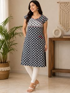 Chic Black & White Printed Kurti