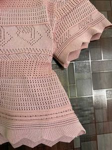Pink Knitted Cardigan Top