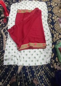 Elegant Red Saree with Gold Border