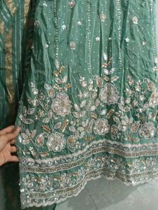 Embellished Green Kurta Set with Dupatta