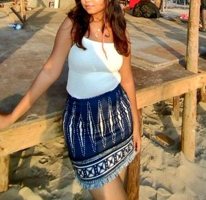 Blue Boho Printed Mini Skirt.