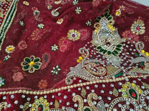 Heavy Bridal Maroon Stone work Lehenga