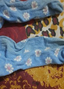 Cute Floral Baby Blue Socks