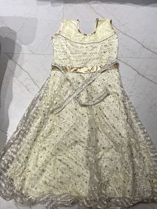 Elegant Cream Lace Ethnic Gown
