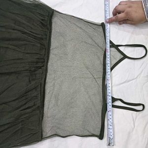 Sheer Olive👗 Green Mesh Dress