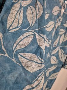 Blue Leaf Print Kurta