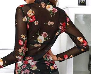 Floral Mesh Long Sleeve Top