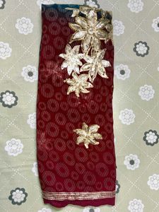 Embellished Red Saree