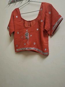 Embellished  Saree Blouse rust orange