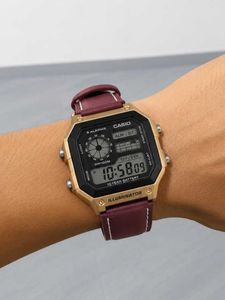 Casio Digital Watch - Gold & Burgundy