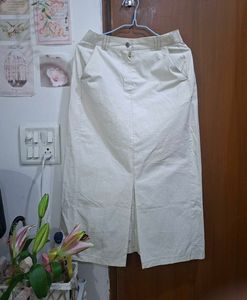 Beige basic midi skirt