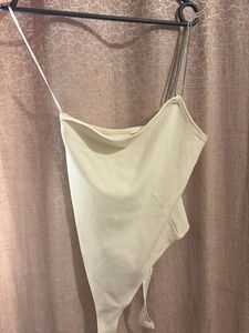 H&amp;M One shoulder rhinestone White Party top